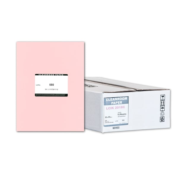 Pure Image Pure Image Synthetic Cleanroom Paper, 8.5x11, Pink 22lb, 250 sheets /ream, 10 reams p/PK LCIK 2018C - main